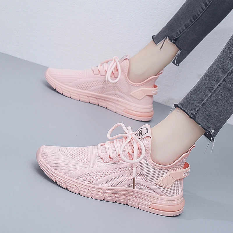 Top Trends: 2023 Spring New Women's Shoes Sports Shoes Korean Version Of Flying Woven Casual Shoes Pure Color Breathable Mesh Women's Shoes Shoppable Styles