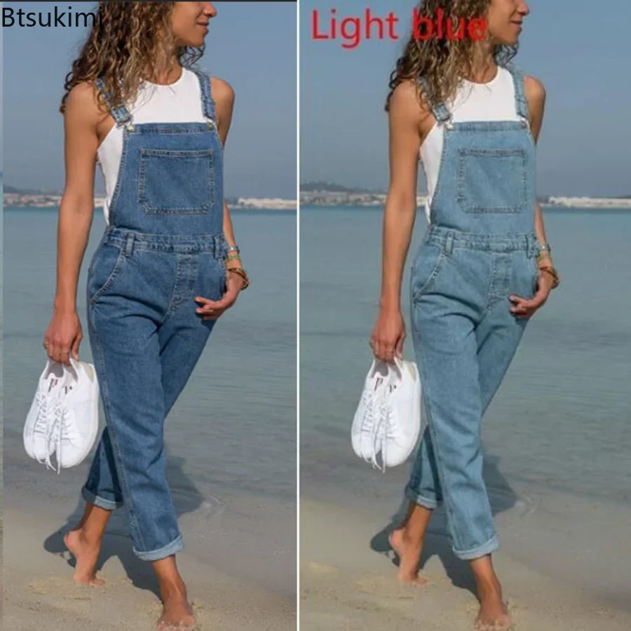 Top Trends: 2024 Cargo Pants Women Denim Bib Overalls Jeans Jumpsuits Rompers Ladies Ripped Hole Suspenders Long Playsuit Pockets Overalls Shoppable Styles