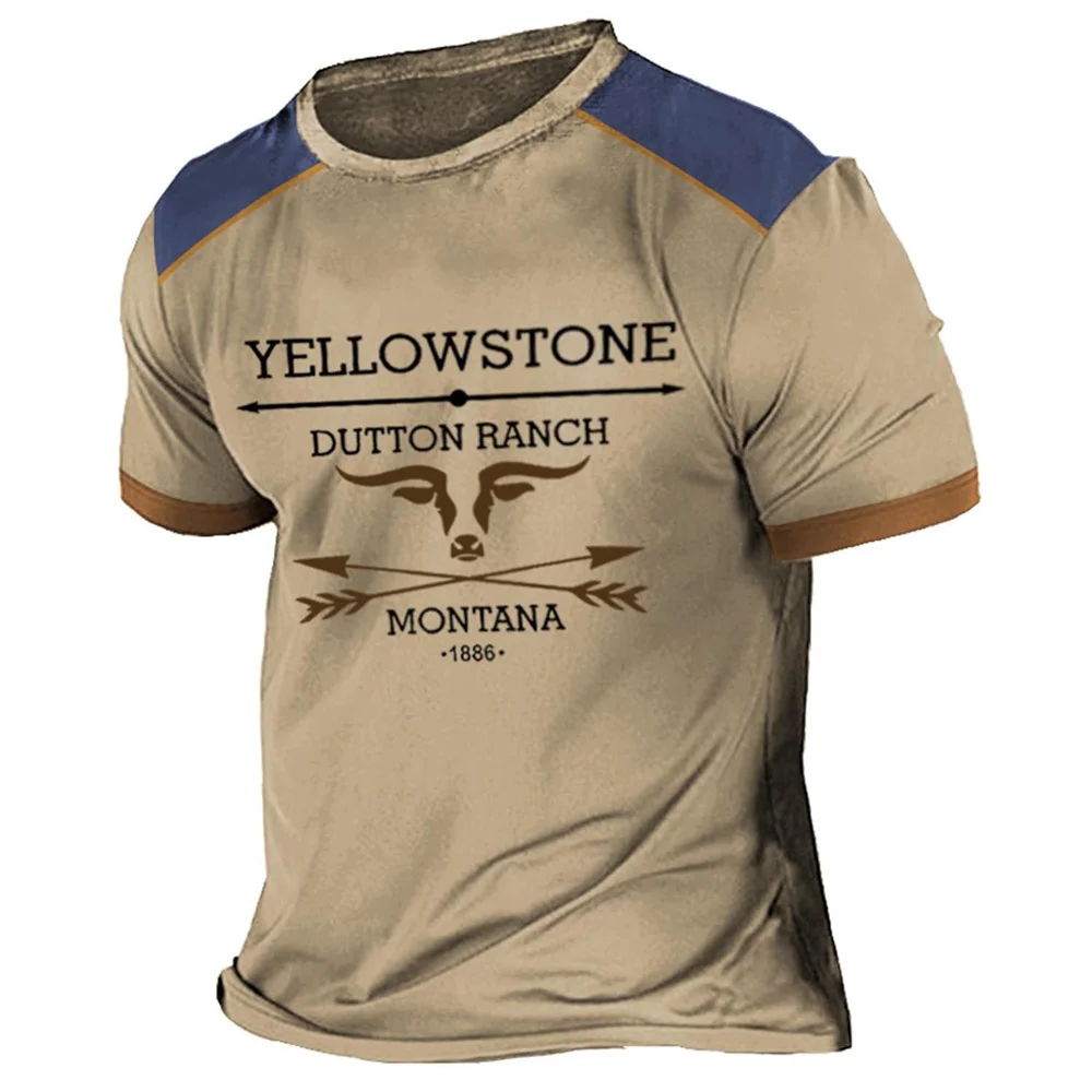 Top Trends: Vintage Men T Shirt Yellowstone National Park 3D Printing T-Shirts Oversized Short Sleeve Tee Outdoor Streetwear Tops Clothing Shoppable Styles