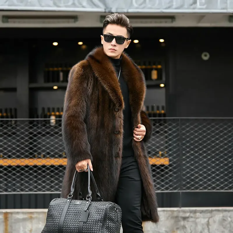 Top Trends: Mink Coat Men's Mid-length Whole Mink Autumn And Winter New Large Size Plus Velvet Thickening Imitation Raccoon Fur Men Clothing Shoppable Styles