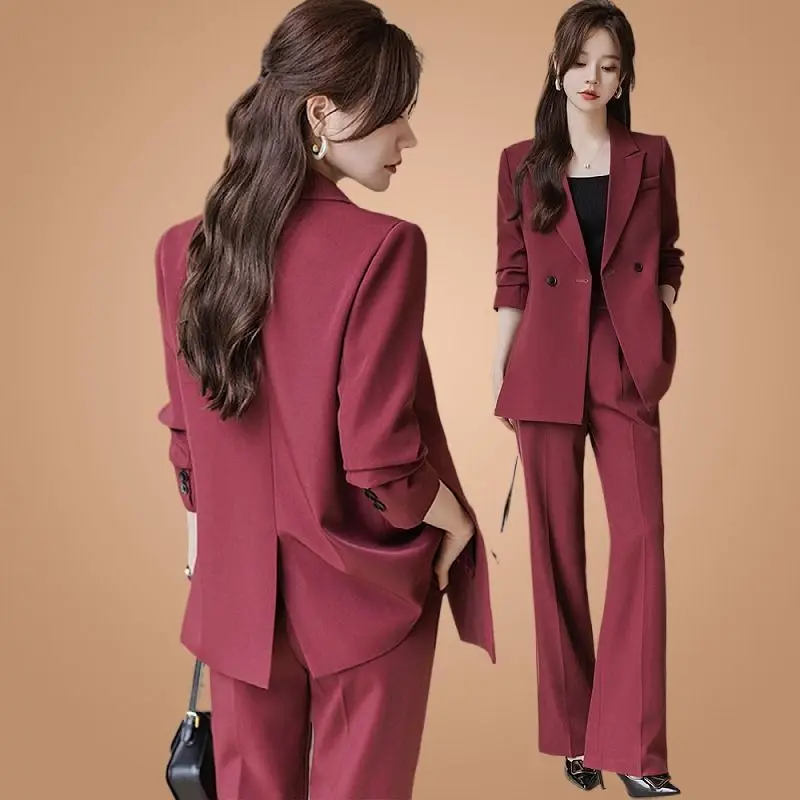 Top Trends: Women&#039;s 2023 Autumn New Casual Blazers Coat Matching Set Korean Elegant Professional Suit Jacket Wide Leg Pants Two Piece Suits Shoppable Styles