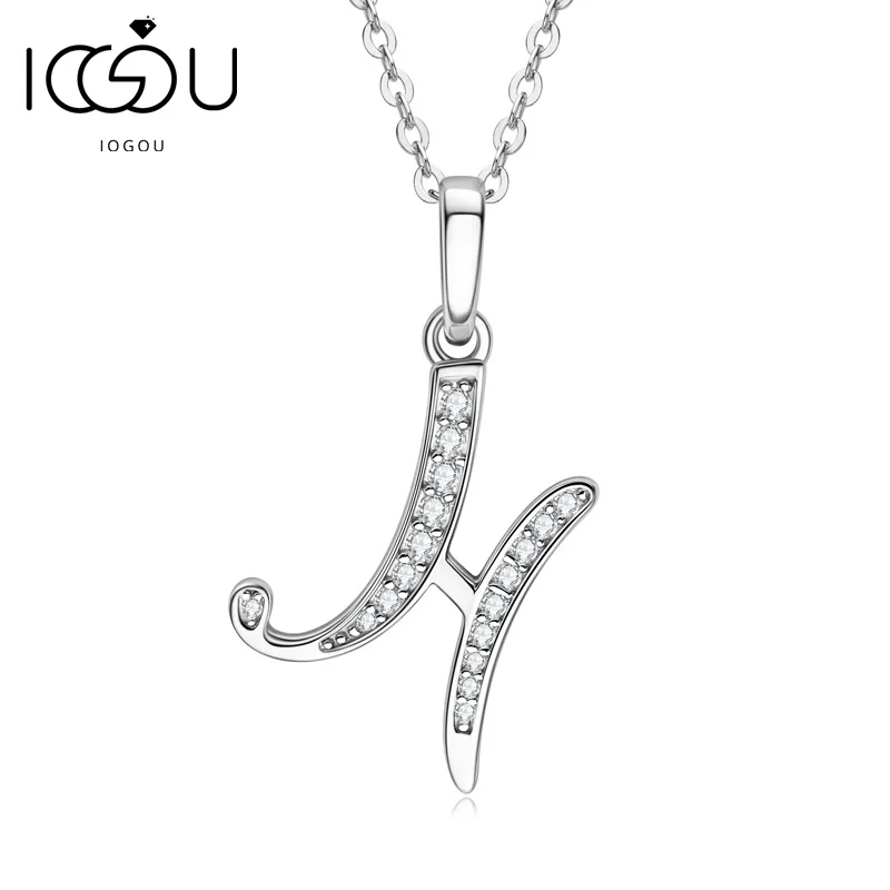 Top Trends: IOGOU D VVS1 Moissanite Name Necklace A-Z 26 Letter Initial Pendant Real Silver 925 For Women Girls Valentine's Day Gift Jewelry Shoppable Styles