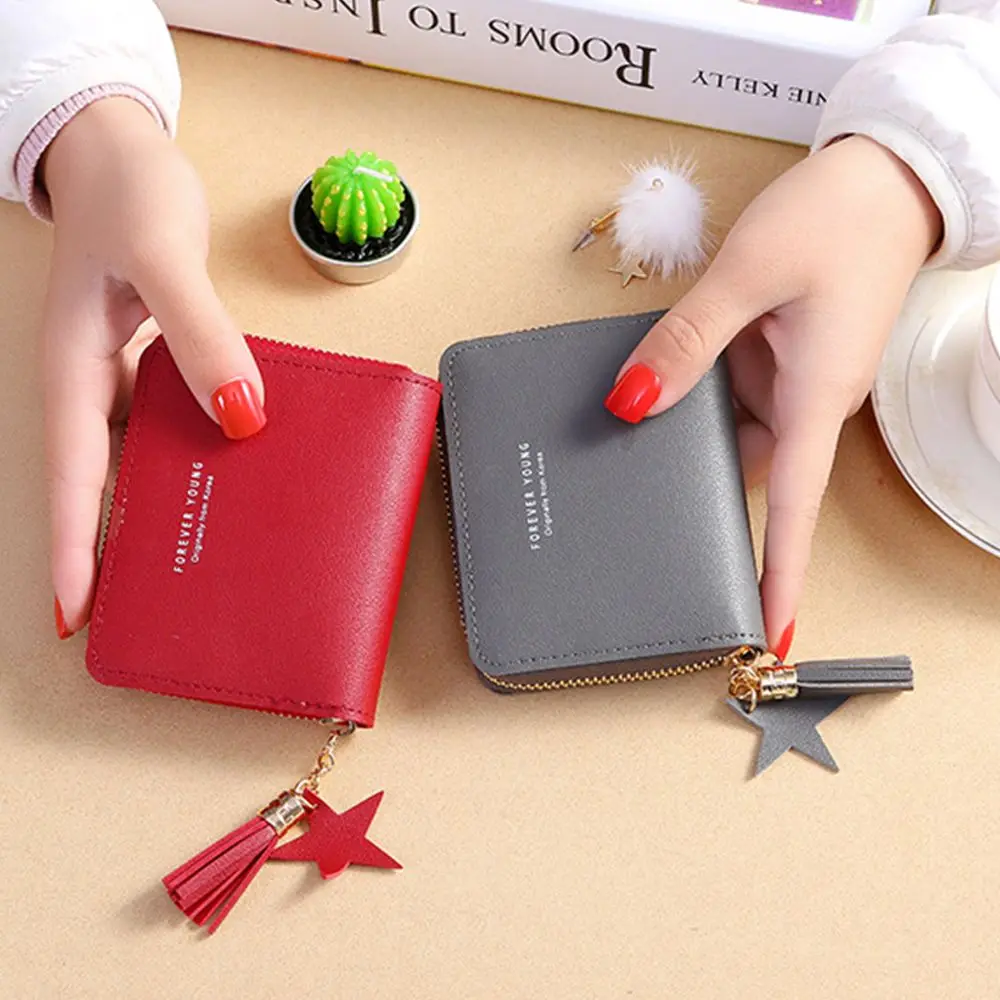 Top Trends: Wallet New Korean Style Simple Square Women'S Wallet Short Zipper Small Wallet Tassel Mini Coin Purse Female Clutch Card Holder Shoppable Styles - Image 2