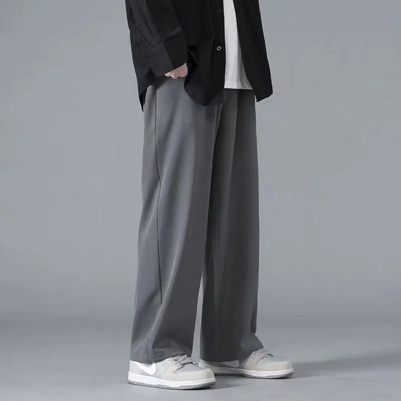 Top Trends: 2024 Spring New Solid Color Straight Pants Man Elastic Waist Loose Casual Harajuku Trousers Japanese Style Thin Style Clothes Shoppable Styles