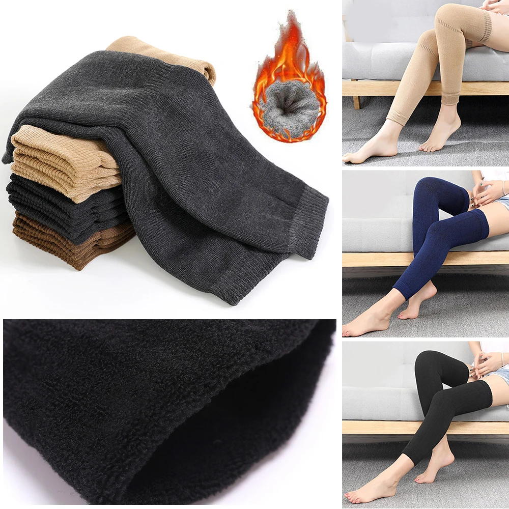 Top Trends: Knee Pads Winter Warm Leg Sleeves Thicken Long Tube Tootmuffs Comfortable Over Knee Leg Warmer Solid Color Leggings Cover Shoppable Styles - Image 4