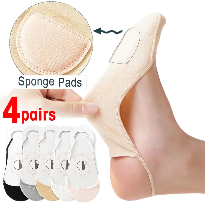 Top Trends: Summer Ice Silk Boat Socks Women Forefoot Pad Shallow Hollow Sling Silicone Non-Slip Invisible Sock For High Heels Shoes Shoppable Styles