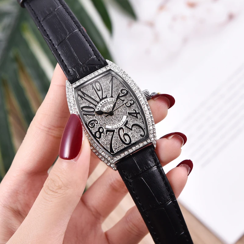 Top Trends: Fashion Unique Design Luxury Diamond Crystal Women Watches Colorful Leather Strap Quartz Girl Ladies Clock Dress Wristwatch Shoppable Styles - Image 5