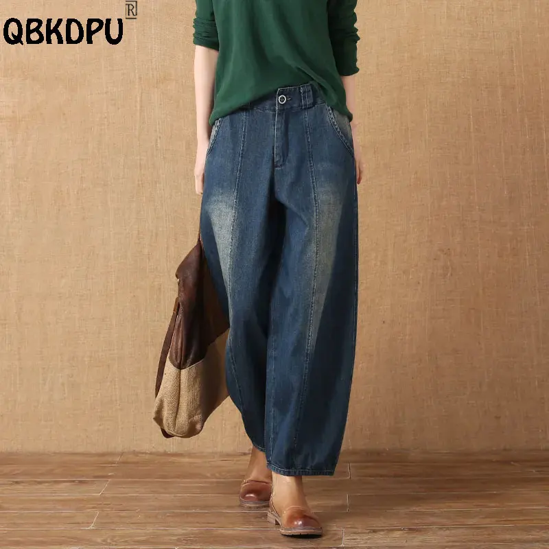 Top Trends: Casual Harem Denim Bloomers Women High Waist Oversize 34 Vintage Baggy Jeans Boyfriend Wide Leg Vaqueros Ankle Length Jean Pants Shoppable Styles