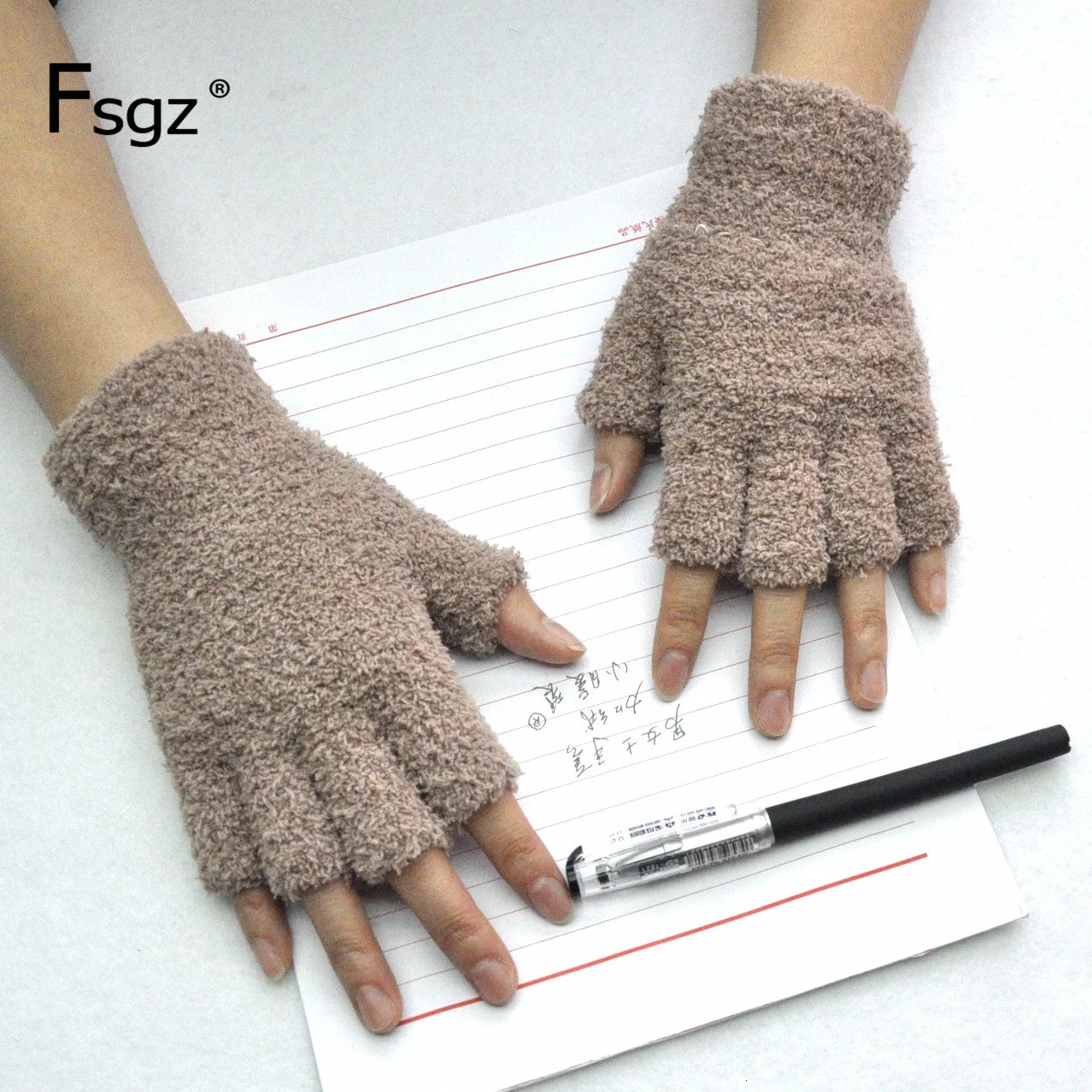 Top Trends: Adult Mittens Thickenning Coral Fleece Knitting Gloves Half Fingers Gauntlets For Women And Men Writting Fingerless Gloves Shoppable Styles