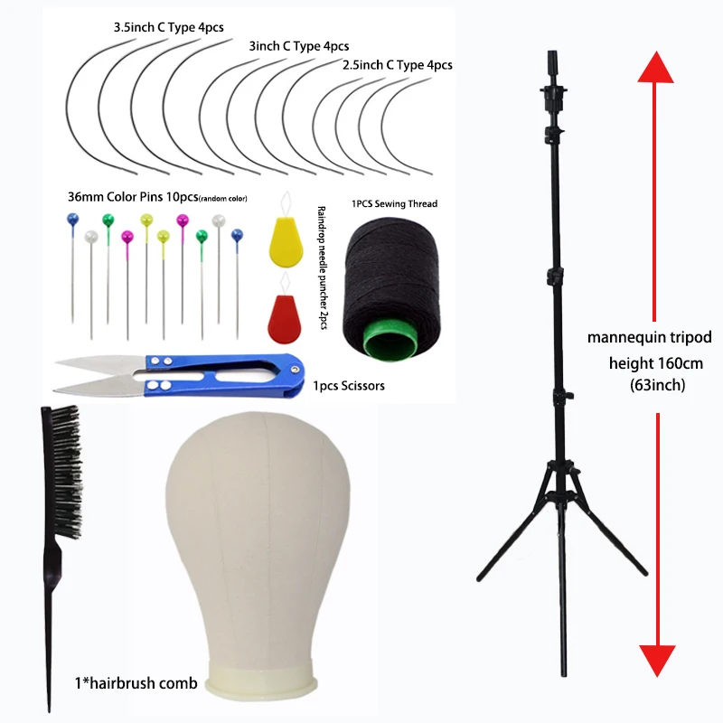 Top Trends: Canvas Block Head Display Training Mannequin Head Styling Manikin Doll Head Wig Tripod Stand Free Get T Pins Wig Install Kit Shoppable Styles