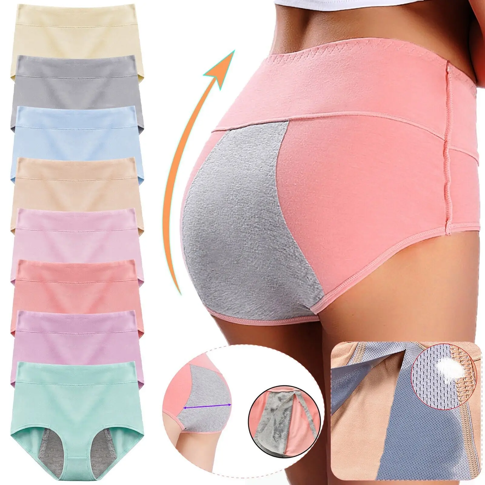 Top Trends: Womens Menstrual Period Panties Cotton Leak Proof Underwear Protective Briefs Comfortable High Waist L-2XL Size Women&#039;s Panties Shoppable Styles