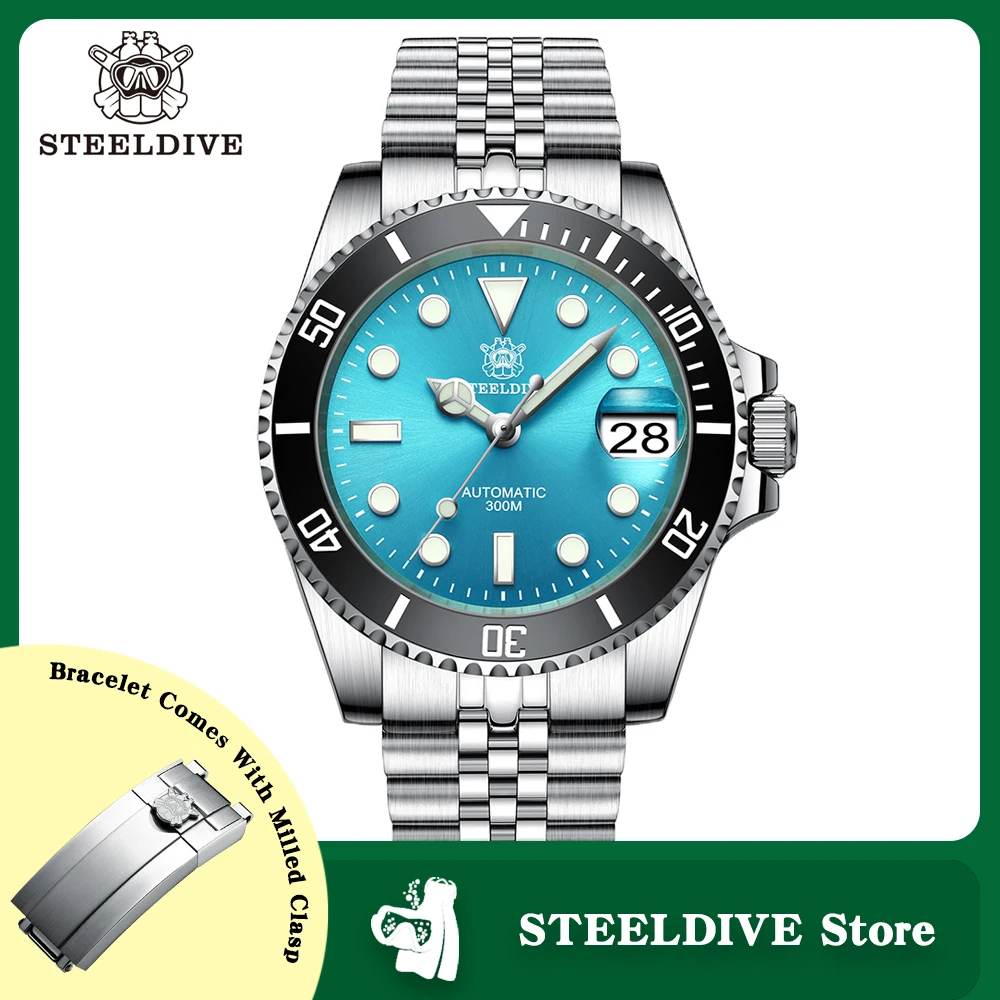 Top Trends: SD1953 STEELDIVE 41mm Super Luminous 30ATM Water Resistant NH35 Automatic Sapphire Glass Water Ghost Mens Dive Watch Reloj Shoppable Styles