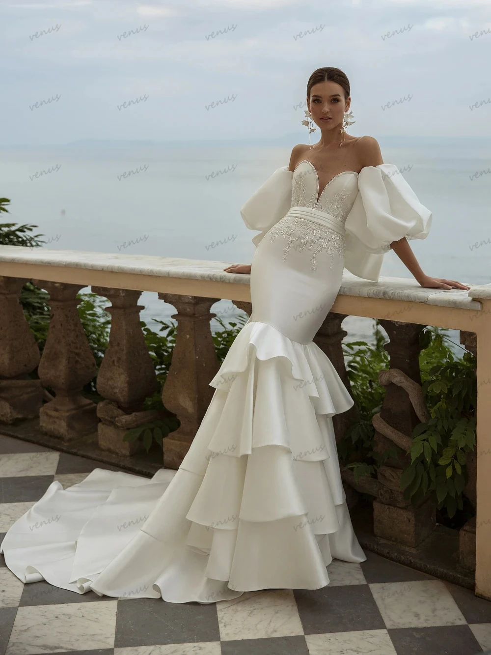 Top Trends: Modern Wedding Dresses Sweetheart Backless Bridal Gowns Satin Tiered Sheath Mermaid Off The Shoulder Elegant Vestidos De Novia Shoppable Styles