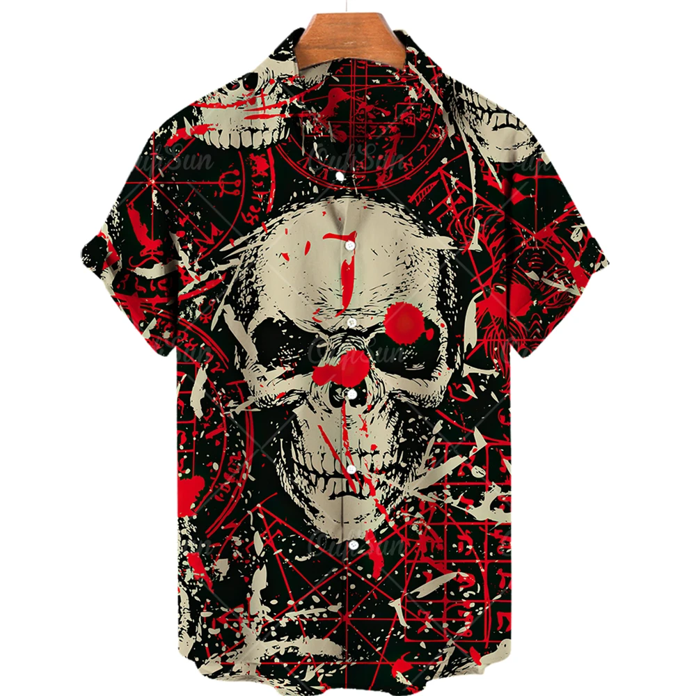 Top Trends: Skull Shirt For Men Hawaiian Summer Casual 3d Printed Beach Short Sleeve Button Oversized Vacation Streetwear Imported Clothing Shoppable Styles