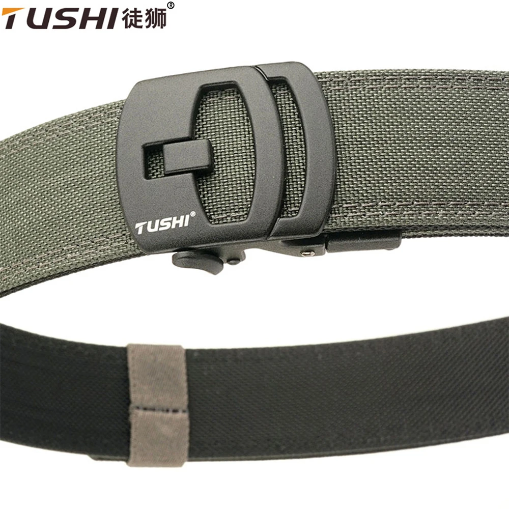 Top Trends: TUSHI New Military New Belt For Men Sturdy Nylon Metal Automatic Buckle Police Gun Belt Tactical Outdoor Girdle IPSC Accessories Shoppable Styles