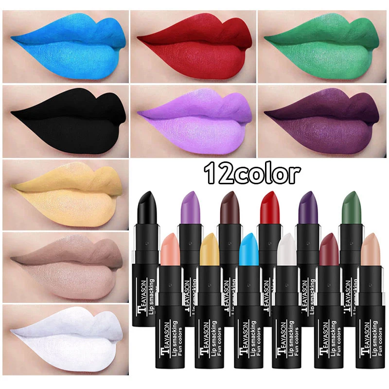 Top Trends: Black Lipstick Retro Dark Color Lipsticks Matte Waterproof Blue Vampire Color Holloween Party Makeup Maquillaje Lip Pencil YZL9 Shoppable Styles