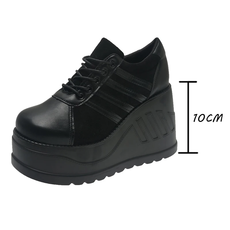 Top Trends: Big Size 35-43 Black Design Female Goth Platform Fashion Cosplay Wedges High Heels Women&#039;s Pumps 2022 Street Sneaker Shoes Woman Shoppable Styles