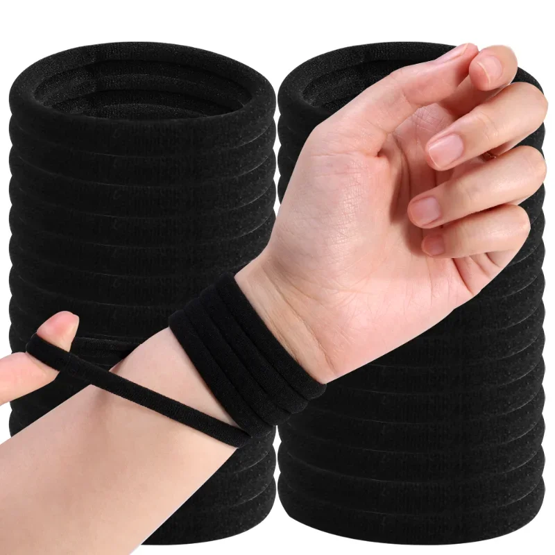 Top Trends: 100PCS Women 3 / 4 / 5cm High Elasticity Hair Bands Solid Black Headband Girls Ponytail Holder Fixed Hair Accessories Hair Ropes Shoppable Styles - Image 2