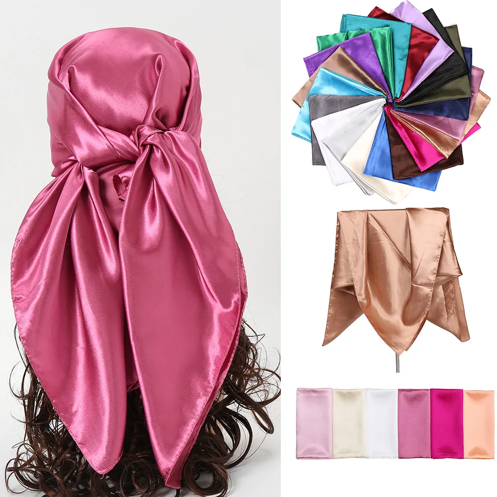 Top Trends: New Satin Women's Solid Color Headscarf Imitation Silk Monochrome Professional Stewardess Square Towel Shoppable Styles