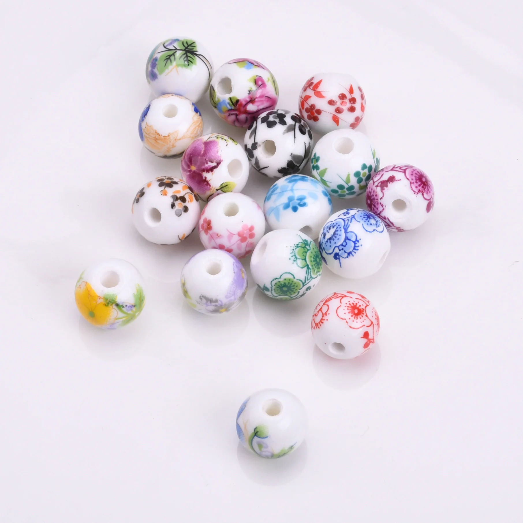 Top Trends: 6mm 8mm 10mm 12mm Round Flower Patterns Ceramic Porcelain Loose Spacer Beads Lot For Jewelry Making DIY Bracelet Findings 10pcs Shoppable Styles