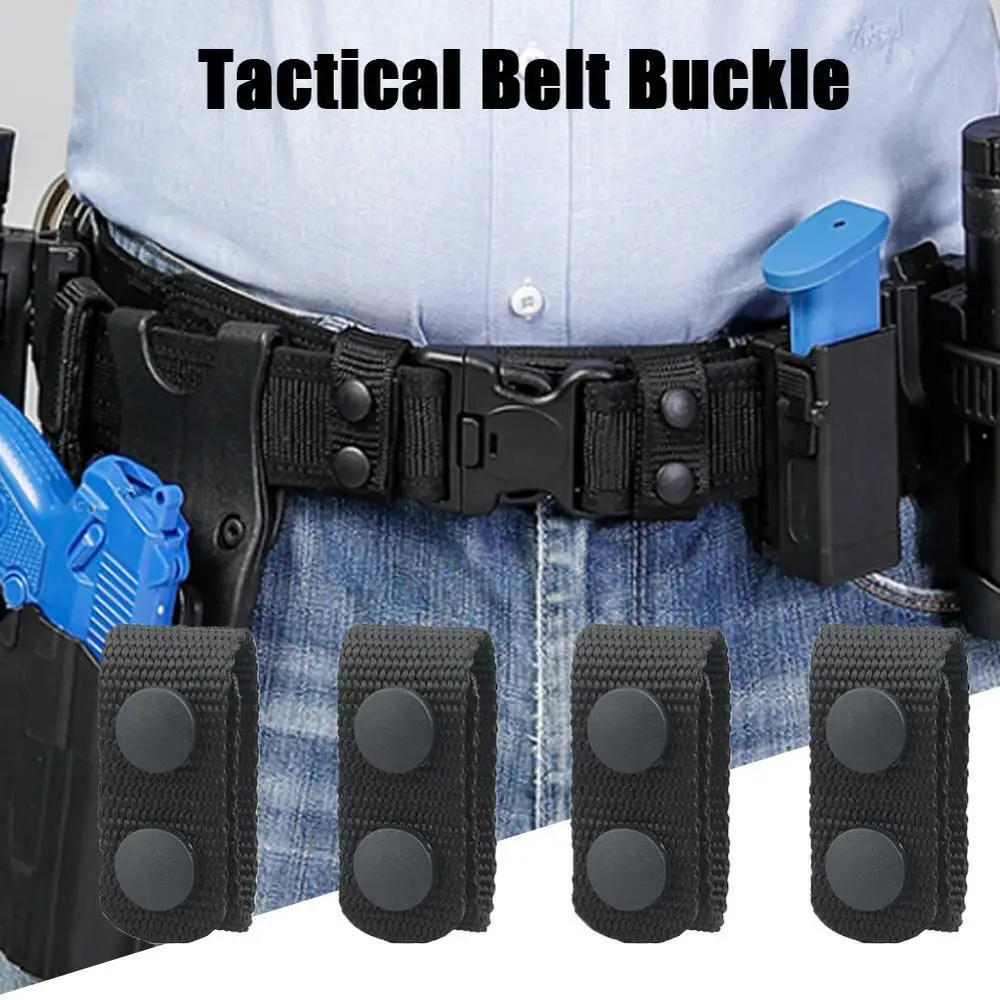 Top Trends: 4Pcs Black Tactical Belt Buckle Heavy Duty Nylon Outdoor EDC Tactical Strap Military Nylon Belt Keeper Snap Fastener Shoppable Styles