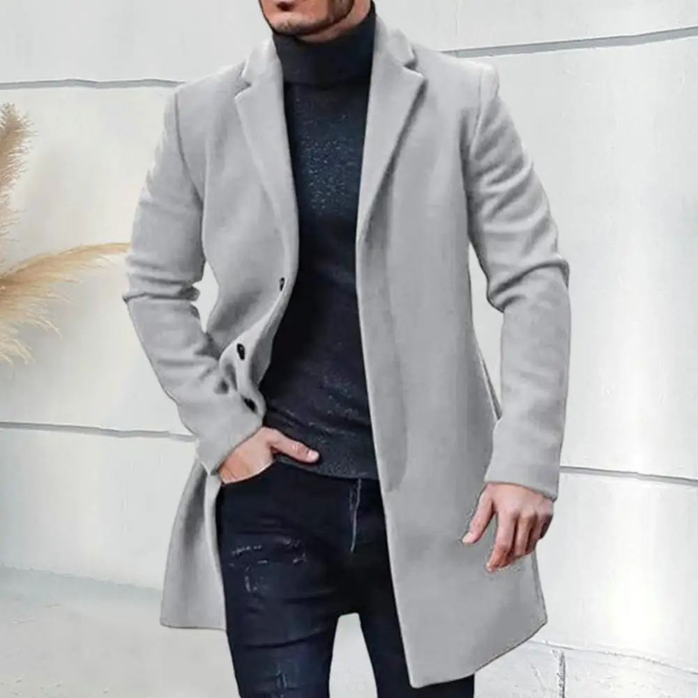 Top Trends: Jacket Coat Stylish Men's Winter Coat Buttoned Lapel Casual Loose Fit Warm Outerwear For Autumn Winter Lapel Men Coat Shoppable Styles - Image 5