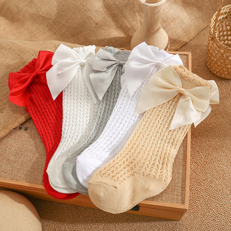 Top Trends: Summer Baby Socks Toddler Cute Big Bow Knee High Socks Mather Kids Children Boy Girls Newborn Floor Cotton Socks Baby Accessorie Shoppable Styles