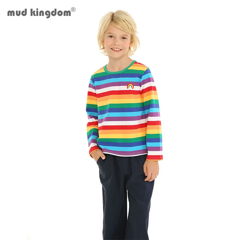 Top Trends: Mudkingdom Kids Rainbow T-Shirts Cute Stripe Boys Tee Shirts Girls Tshirts Long Sleeve Cotton Sweatshirt Pullovers Tops Clothes Shoppable Styles