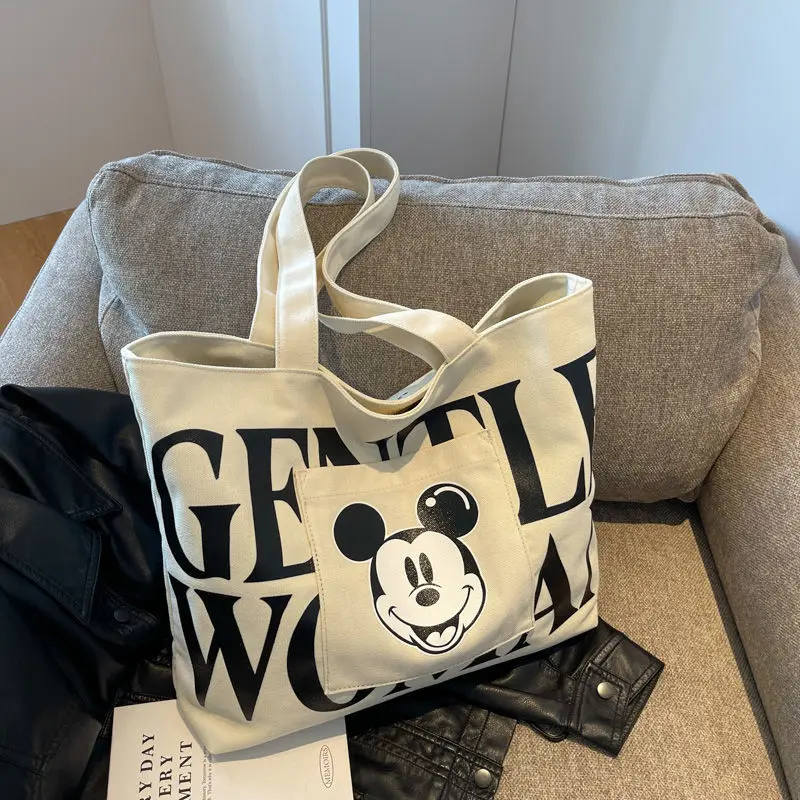 Top Trends: Disney Large Capacity Tote Bag For Women Kawaii Mickey Mouse Letter Canvas Shoulder Bag Girls Cartoon Minnie Mouse Handbags Shoppable Styles