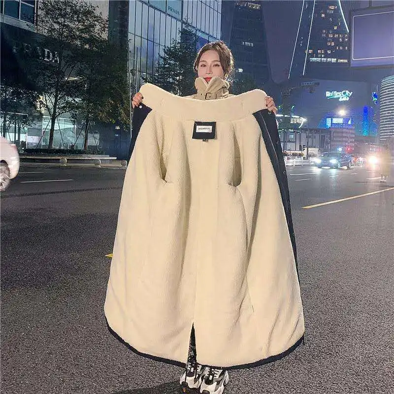 Top Trends: Women's Fleece-lined Thickened Lamb Fleece Coat Mid-length Knee-length Cotton Coat Korean-style Loose Pike Coat Shoppable Styles