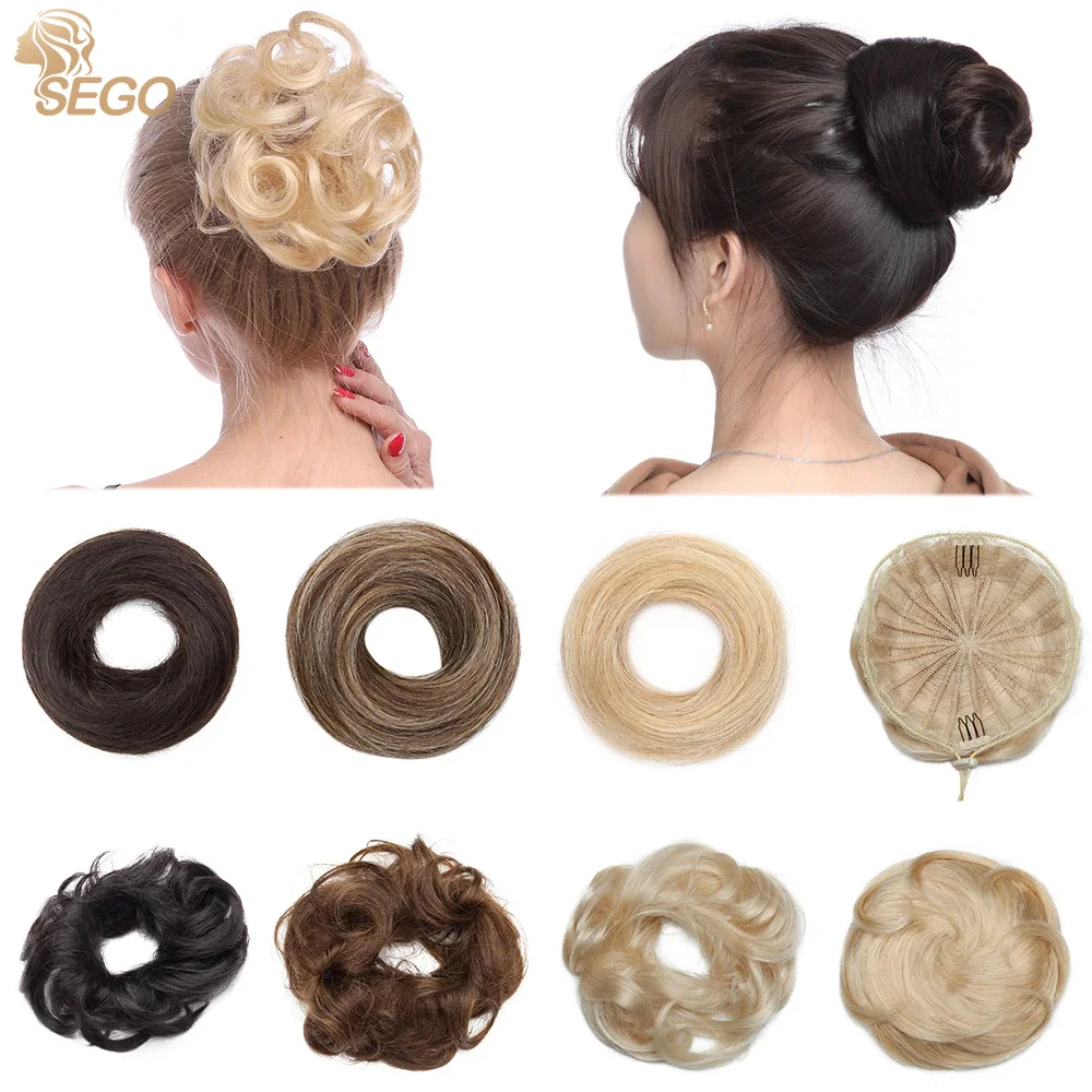 Top Trends: SEGO 100% Human Hair Messy Bun Small Scrunchies Updos Donut Chignon Ponytail Hair Extensions Wrap Ponytail Remy Hairpiece Shoppable Styles