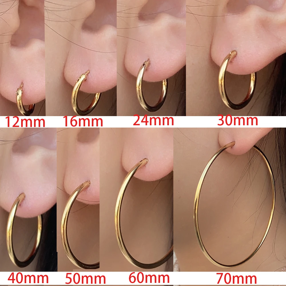 Top Trends: 1Pair Stainless Steel Simple Classic Round Circle Hoop Earrings For Women Men Punk Smooth Big Or Small Huggie Earring Pendientes Shoppable Styles