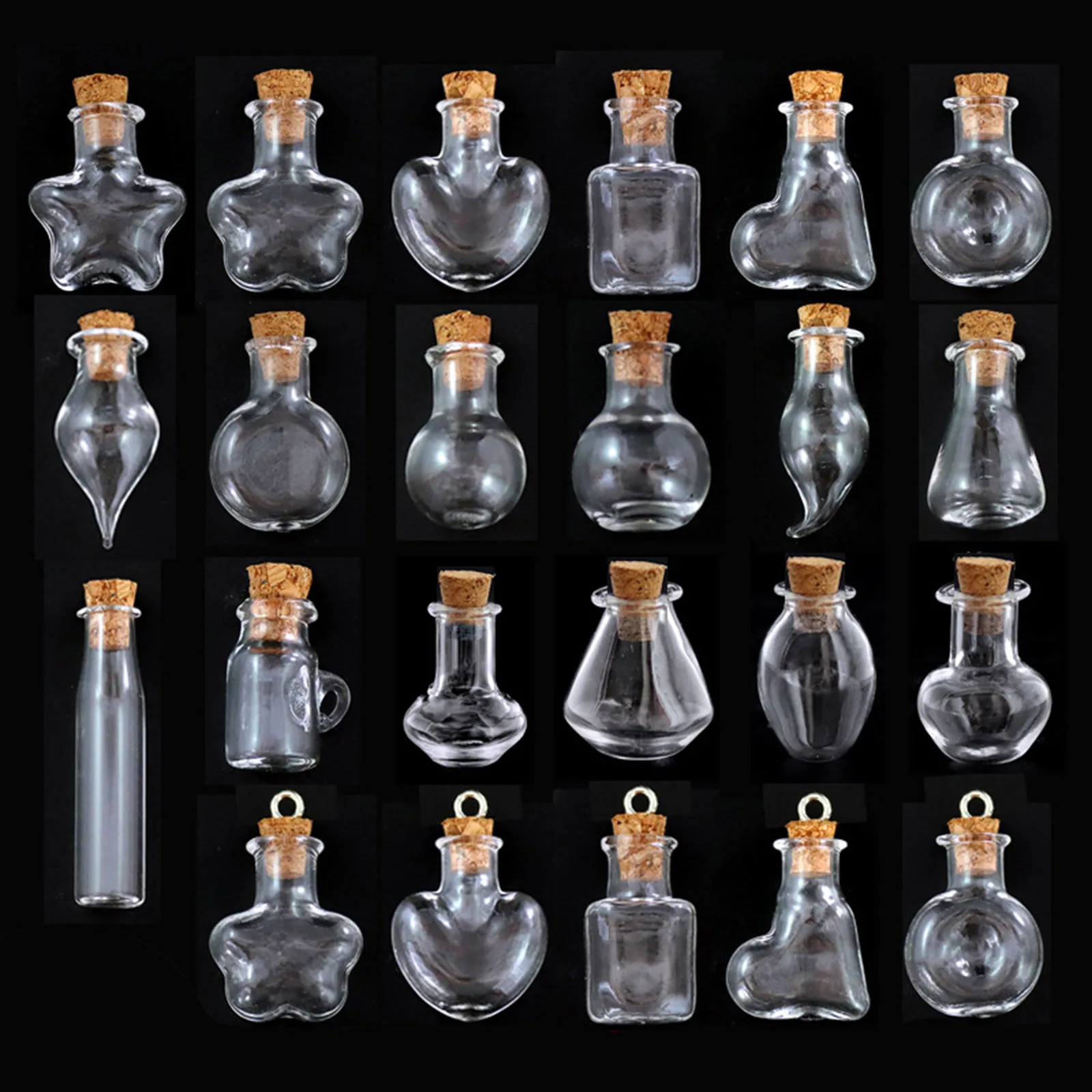 Top Trends: 10 Pcs Wood & Glass Mini Message Wish Bottle Bubble Vial For Earring Ring Necklace Transparent Clear Wishing Small Glass Bottle Shoppable Styles