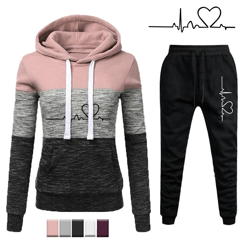 Top Trends: Hoodie Suit Women Hoodie Set Sportwear Suit Casual Jacket Sweatshirts And Pants 2 Pcs Set Splice Tracksuit Shoppable Styles