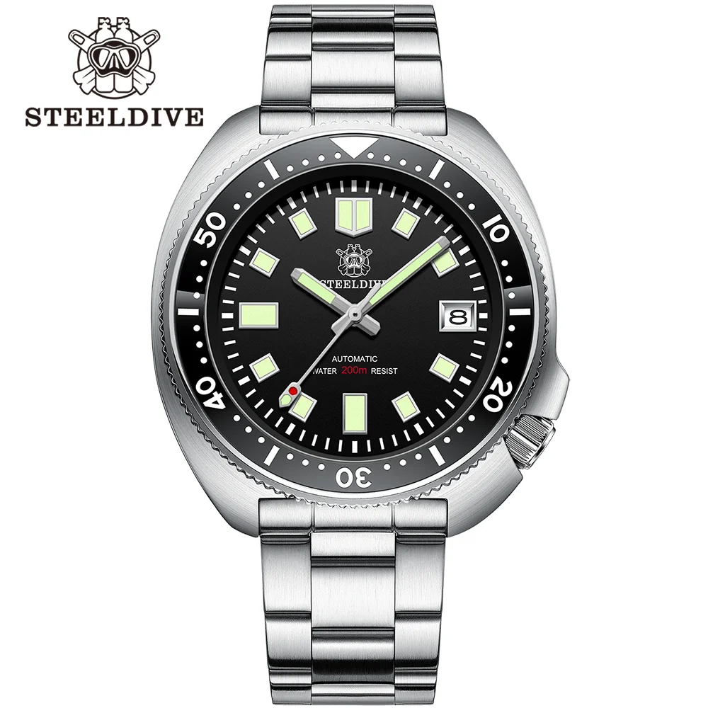 Top Trends: SD1970 Steeldive Brand 44MM Black Dial Men NH35 Dive Watch With Ceramic Bezel Shoppable Styles