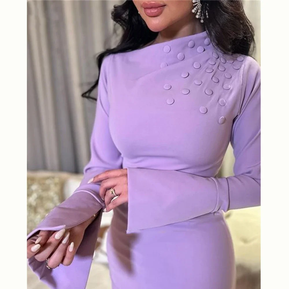 Top Trends: Purple Evening Dresses Long Sleeves Ankle Length Party Prom Gowns Formal Occasion Short Prom Dresses 2023 Vestidos De Noche Shoppable Styles