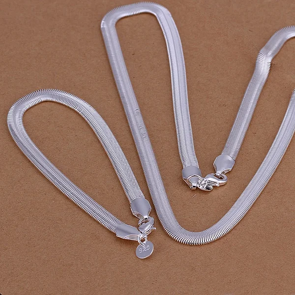 Top Trends: Wholesale 925 Sterling Silver Necklace Bracelets Jewelry Set 6mm Flat Soft Snake Chain Fashion Silver Women Mens Wedding Gifts Shoppable Styles