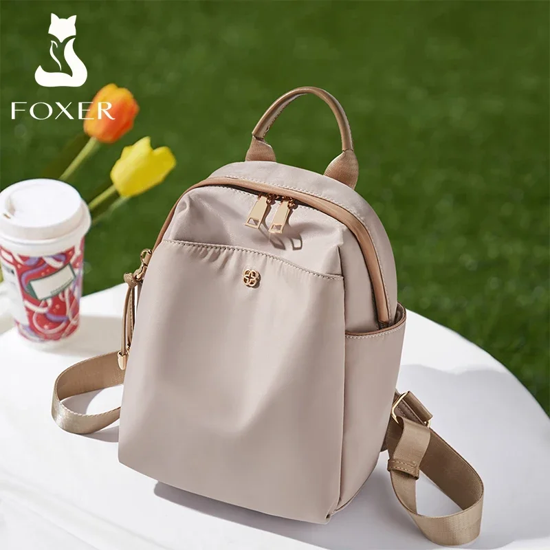 Top Trends: FOXER Small Lady Preppy Style Backpack Girl's High Capacity Handbag Casual Fabric School Bag Women's Fashion Travel Shoulder Bag Shoppable Styles