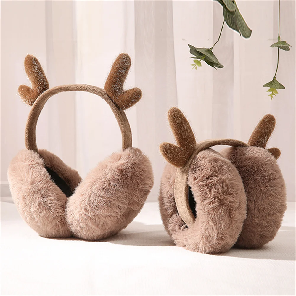 Top Trends: Soft Plush Earmuffs For Women Christmas Antlers Winter Warm Ear Warmer Earflap Outdoor Cold Protection Ear Cover Fur Headphones Shoppable Styles