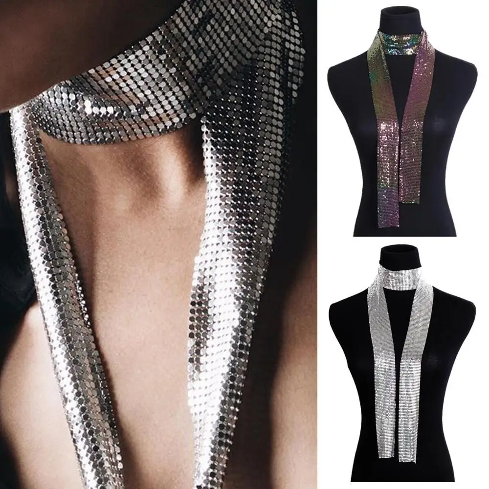 Top Trends: Sexy Aluminium Alloy Party Long Thin Neck Chain Long Choker Sparkly Sequins Scarf Neck Collar Ladies Cocktail Shoppable Styles