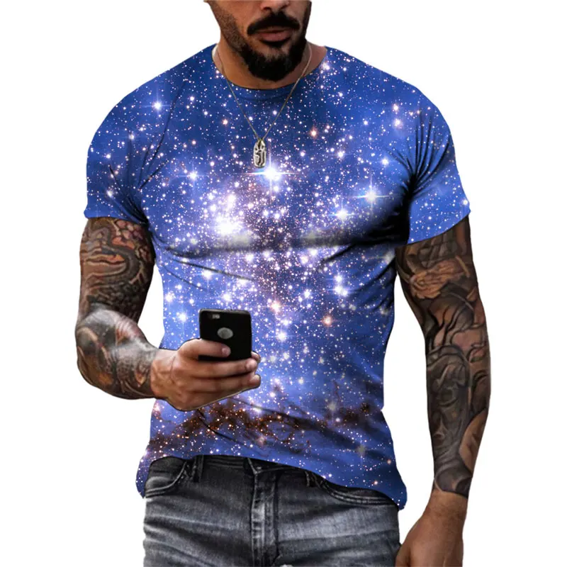 Top Trends: Fashion Unisex Starry Sky Graphic T Shirts Summer Casual Men 3D Printed Streetwear Hip Hop Personality Short Sleeve Tees Tops Shoppable Styles - Image 2