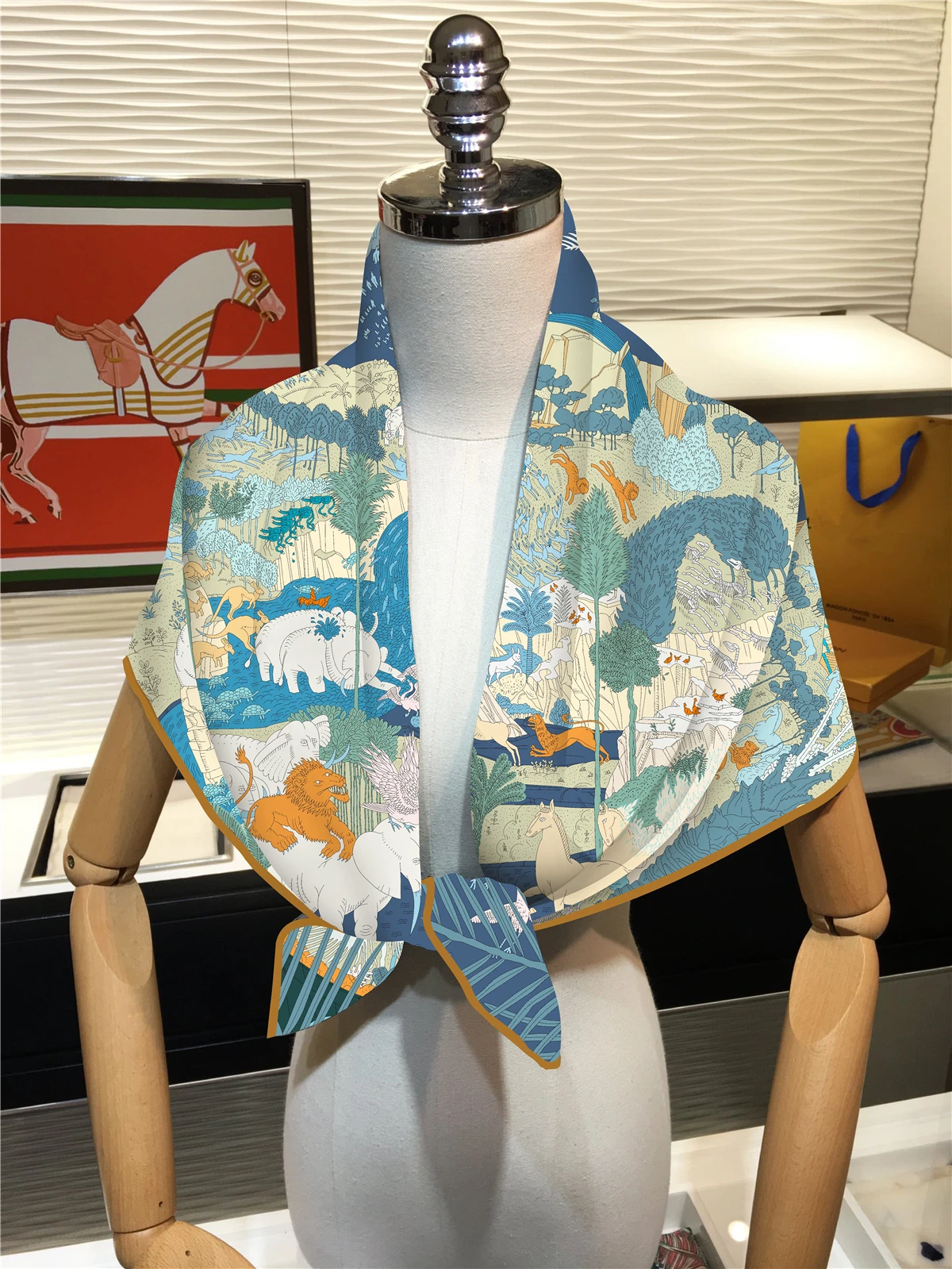 Top Trends: New Design Elephant Horse Twill Silk Scarf Shawl Brand Square Scarf Women Hijab Luxury Bandana Foulard Neckerchief Head Scarves Shoppable Styles - Image 3