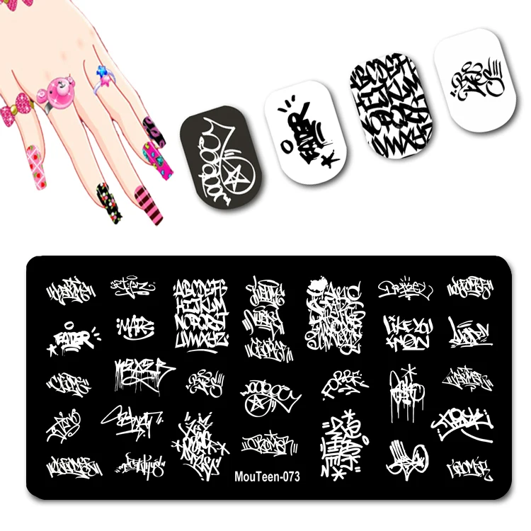 Top Trends: 2022 New Graffiti Pattern Nail Stamping Plates Graffiti Art Stamping Plate Nail Art Templates For Nails Art #073 Shoppable Styles