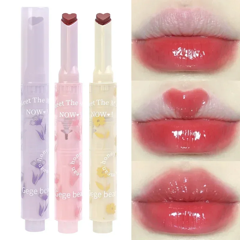 Top Trends: Thin Tube Flower Lipstick Pen Heart-shaped Jelly Lipstick Stick Makeup Long Lasting Moisturising Lip Glaze Girl Korean Cosmetics Shoppable Styles