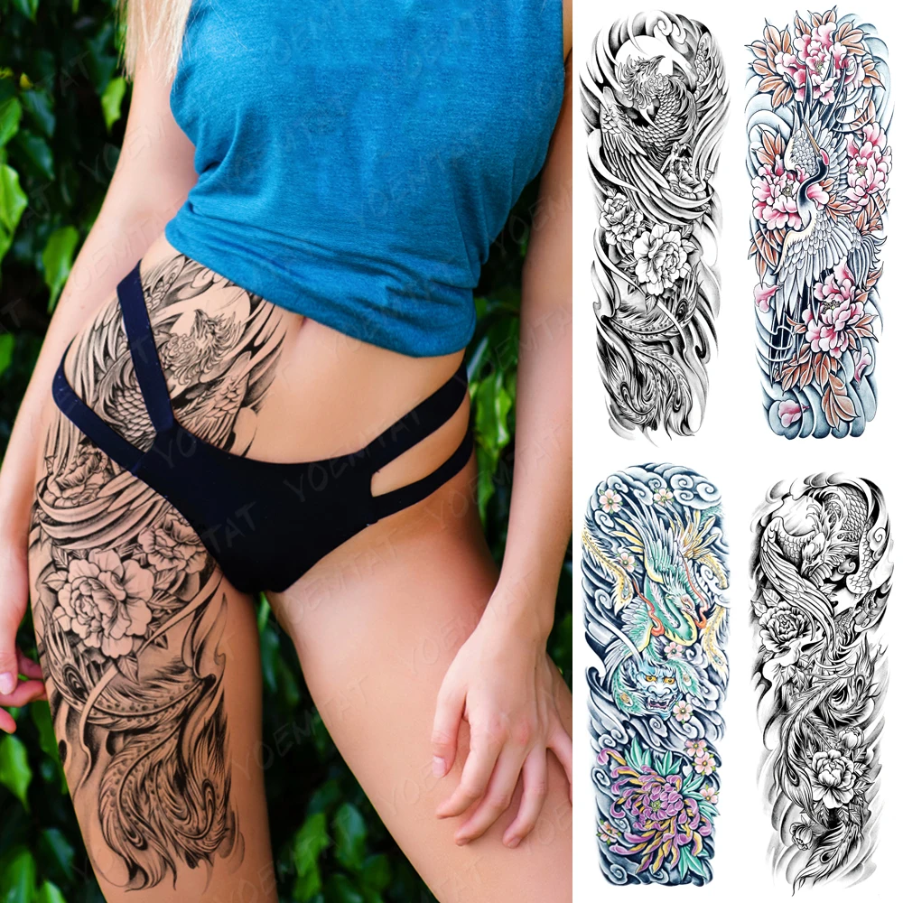 Top Trends: Waterproof Temporary Tattoo Sticker Phoenix Dragon Chrysanthemum Prajna Traditional Flash Tatto Women Men Body Art Fake Tattoos Shoppable Styles