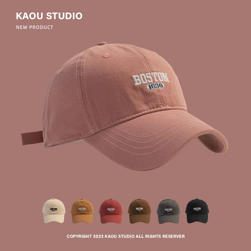 Top Trends: Hat Female Pink Ins Embroidered Peaked Cap Korean Style Versatile Curved Brim Trendy Men's Baseball Cap Spring And Autumn Shoppable Styles