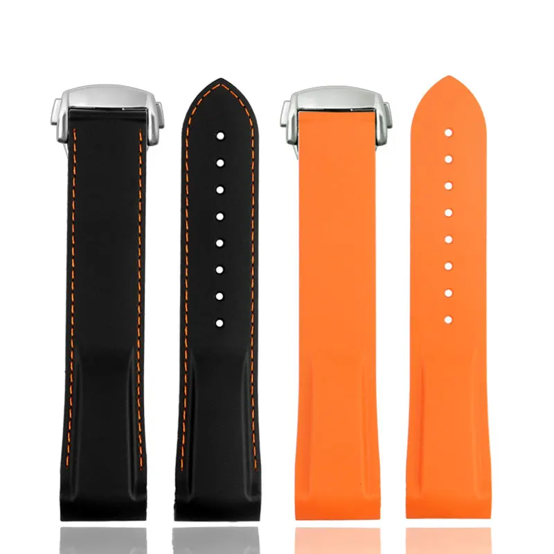 Top Trends: 20mm 22mm Blue Black Orange Curved End Rubber Silicone Watch Bands For Omega Seamaster 300 Speedmaster Strap Brand Watchband Shoppable Styles - Image 6