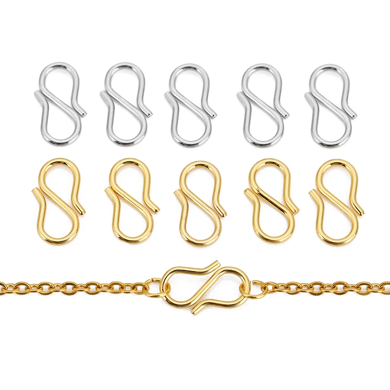 Top Trends: 30-50pcs 316L Stainless Steel Strong S Shape DIY Bracelet Clasps Hooks End Clasps Connector For Necklace Jewelry Making Supplies Shoppable Styles