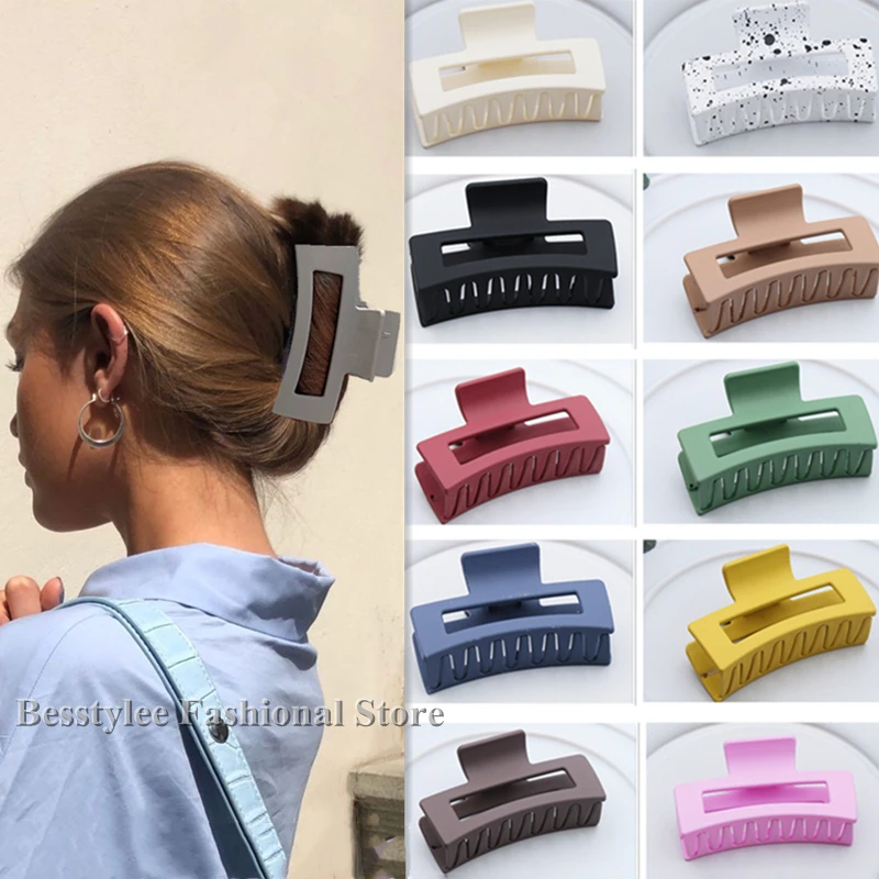 Top Trends: New Frosted Plastic Hair Claw For Women Girls Back Head Hair Clip Shark Clips Large Size Hairpin Crab Barrettes Hair Accessories Shoppable Styles