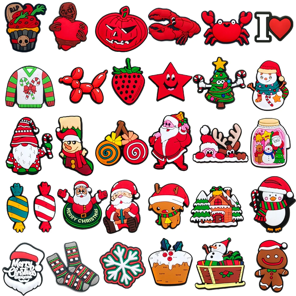 Top Trends: 1Pcs PVC Christmas Styles Cartoon Shoes Charm Accessories Kids Garden Sandals Buckle Decorations Fit Cute Gifts Shoppable Styles